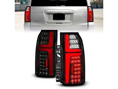 Full LED Light Bar Style Tail Lights; Black Housing; Smoked Lens (15-20 Tahoe)