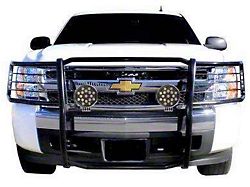 Grille Guard with 7-Inch Black Round LED Lights; Black (07-14 Tahoe, Excluding Hybrid)