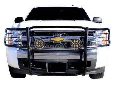 Grille Guard with 7-Inch Black Round LED Lights; Black (07-14 Tahoe, Excluding Hybrid)