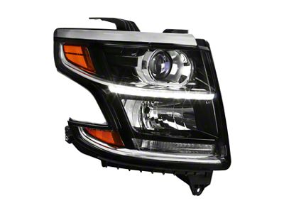 LED Light Strip Projector Headlight; Passenger Side; Matte Black Housing; Clear Lens (15-20 Tahoe w/ Factory Halogen Headlights)