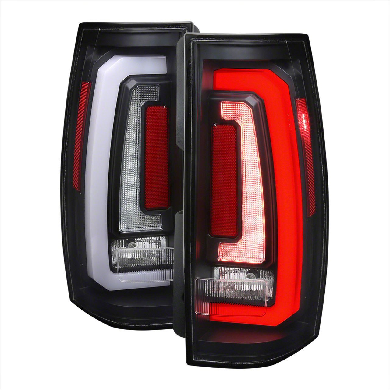 Tahoe LED Sequential Turn Signal Tail Lights; Matte Black Housing