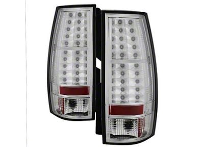 LED Tail Lights; Chrome Housing; Clear Lens (07-14 Tahoe, Excluding Hybrid)