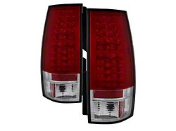 LED Tail Lights; Chrome Housing; Red Clear Lens (07-14 Tahoe, Excluding Hybrid)