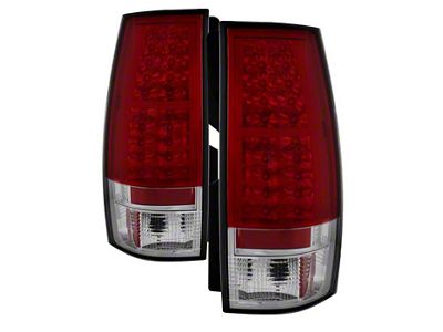 LED Tail Lights; Chrome Housing; Red Clear Lens (07-14 Tahoe, Excluding Hybrid)