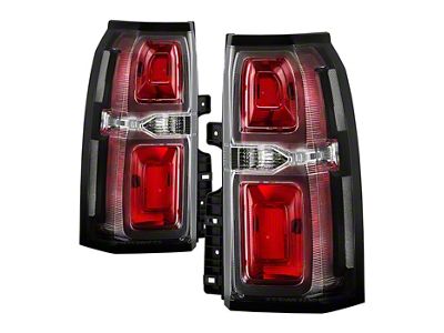 LED Tail Lights; Chrome Housing; Red Clear Lens (15-20 Tahoe)