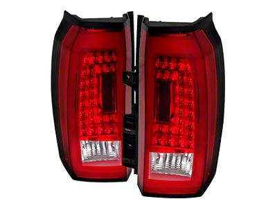 LED Tail Lights; Chrome Housing; Red Lens (15-20 Tahoe)