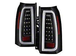 Light Bar LED Tail Lights; Black Housing; Clear Lens (15-19 Tahoe)