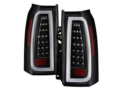 Light Bar LED Tail Lights; Black Housing; Clear Lens (15-19 Tahoe)