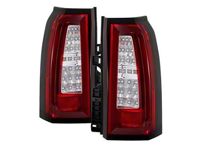 Light Bar LED Tail Lights; Chrome Housing; Red Clear Lens (15-19 Tahoe)