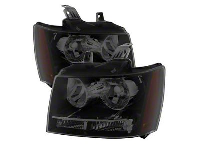 OE Style Crystal Headlights; Black Housing; Smoked Lens (07-14 Tahoe)