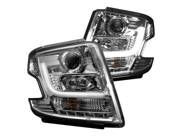 OLED Halo Projector Headlights; Chrome Housing; Clear Lens (15-20 Tahoe)