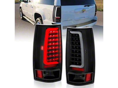 Plank Style LED Tail Lights; Black Housing; Clear Lens (07-14 Tahoe, Excluding Hybrid)