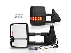 Powered Heated Manual Folding Towing Mirrors with Back-Up Light and Turn Signal; Textured Black (00-02 Tahoe)