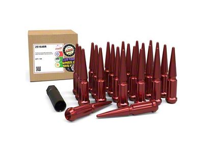 Red Spike Lug Nut Kit; 14mm x 1.5; Set of 24 (07-26 Tahoe)