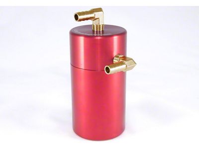 Red Standard Oil Catch Can; Brass Fittings/Rubber Hoses (15-24 V8 Tahoe)