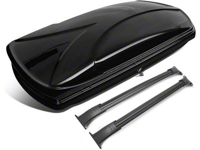 Roof Rack Cross Bars with Lockable Cargo Box; Black (15-20 Tahoe)