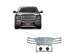 Rugged Heavy Duty Grille Guard with 7-Inch Red Round LED Lights; Black (07-14 Tahoe)