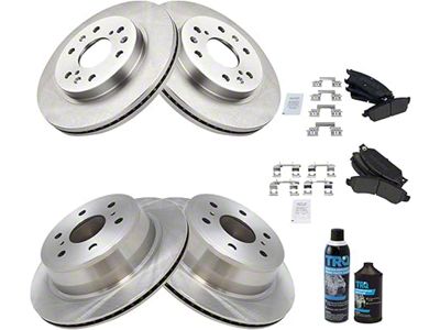 Semi-Metallic 6-Lug Brake Rotor, Pad, Brake Fluid and Cleaner Kit; Front and Rear (2007 Tahoe)