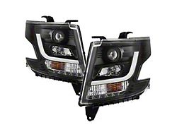 Signature Series LED DRL Projector Headlights; Black Housing; Clear Lens (15-18 Tahoe)
