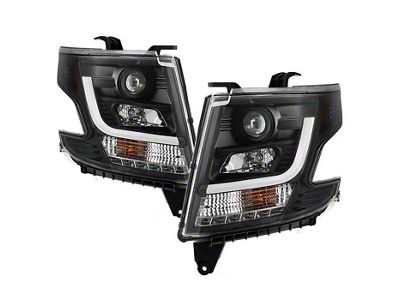 Signature Series LED DRL Projector Headlights; Black Housing; Clear Lens (15-18 Tahoe)