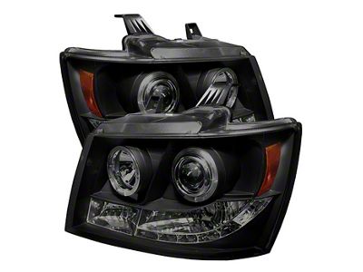 Signature Series LED Halo Projector Headlights; Black Housing; Smoked Lens (07-14 Tahoe)