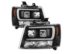 Signature Series Version 2 Light Bar DRL Projector Headlights; Black Housing; Clear Lens (07-14 Tahoe)