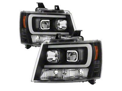 Signature Series Version 2 Light Bar DRL Projector Headlights; Black Housing; Clear Lens (07-14 Tahoe)