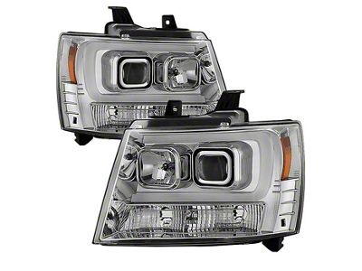 Signature Series Version 2 Light Bar DRL Projector Headlights; Chrome Housing; Clear Lens (07-14 Tahoe)