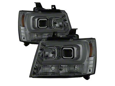 Signature Series Version 2 Light Bar DRL Projector Headlights; Chrome Housing; Smoked Lens (07-14 Tahoe)