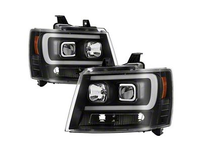 Signature Series Version 2 Light Bar DRL Projector Headlights; Black Housing; Clear Lens (07-14 Tahoe)