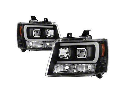 Signature Series Version 2 Light Bar DRL Projector Headlights; Black Housing; Clear Lens (07-14 Tahoe)