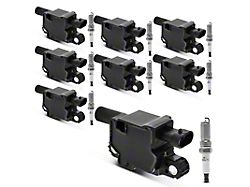 Square Ignition Coil Set with Iridium Spark Plugs; Black (15-19 Tahoe)