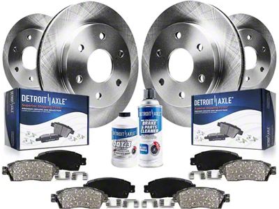Vented 6-Lug Brake Rotor, Pad, Brake Fluid and Cleaner Kit; Front and Rear (15-20 Tahoe, Excluding Police)