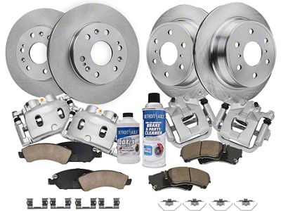 Vented 6-Lug Brake Rotor, Pad, Caliper, Brake Fluid and Cleaner Kit; Front and Rear (08-14 Tahoe, Excluding Police)