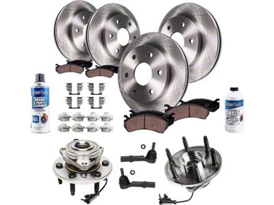 Vented 6-Lug Brake Rotor, Pad, Wheel Hub Assemblies, Brake Fluid and Cleaner Kit; Front and Rear (08-14 4WD Tahoe, Excluding Police)