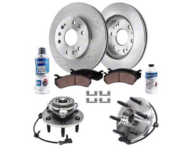 Vented 6-Lug Brake Rotor, Pad, Hub Assembly, Brake Fluid and Cleaner Kit; Front (08-14 Tahoe, Excluding Police)