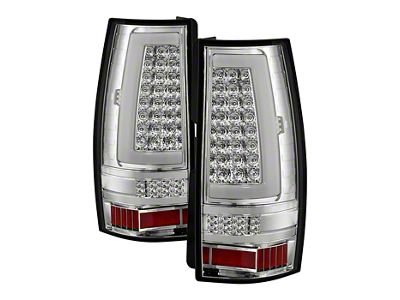 Version 2 Light Bar LED Tail Lights; Chrome Housing; Clear Lens (07-14 Tahoe, Excluding Hybrid)