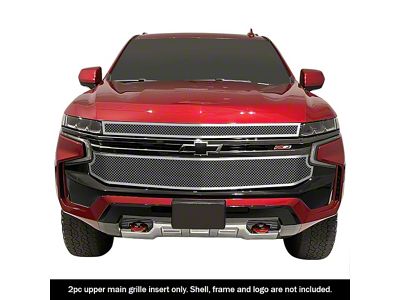Wire Mesh Upper Overlay Grilles; Polished (21-24 Tahoe LS, Z71)