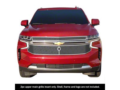 Wire Mesh Upper Overlay Grilles; Polished (21-24 Tahoe High Country)