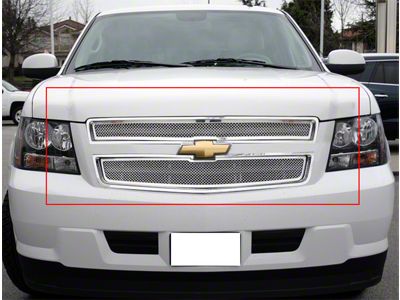 Wire Mesh Upper Overlay Grilles; Polished (09-13 Tahoe Hybrid)