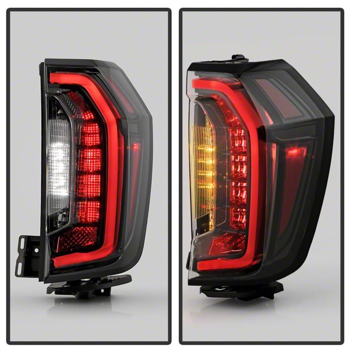 Tahoe LED C-Bar Style Tail Lights; Black Housing; Clear Lens (15-20