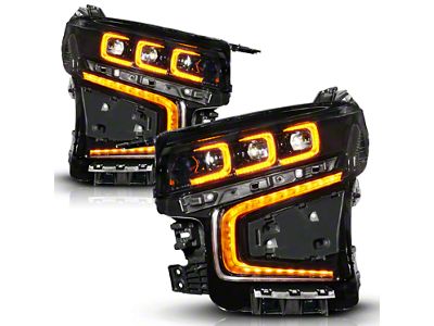 Z-Series Full LED Projector Headlight with Amber DRL and Initiation Feature; Black Housing; Clear Lens; Passenger Side (21-24 Tahoe)