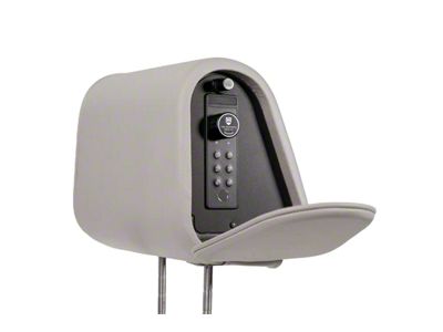 The Headrest Safe Co. Headrest Safe; Passenger Side; Light Gray; Vinyl Cover (Universal; Some Adaptation May Be Required)