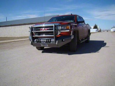 Throttle Down Kustoms Standard Front Bumper with Grille Guard; Bare Metal (14-15 Sierra 1500)