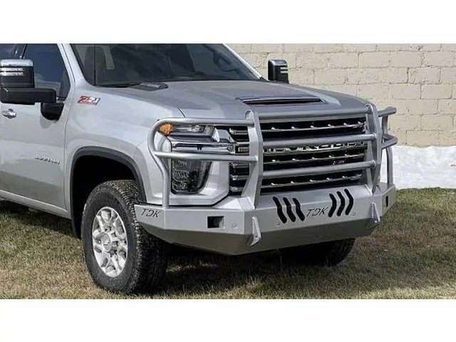 Throttle Down Kustoms Standard Front Bumper with Grille Guard; Bare Metal (20-23 Silverado 2500 HD)
