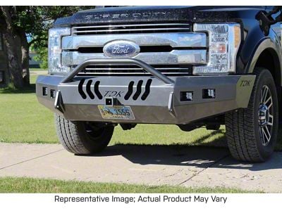 Throttle Down Kustoms Push Bar Front Bumper; Bare Metal (17-19 F-250 Super Duty)