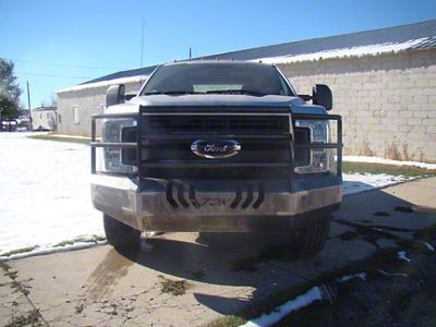 Throttle Down Kustoms Standard Front Bumper with Grille Guard; Bare Metal (17-19 F-250 Super Duty)