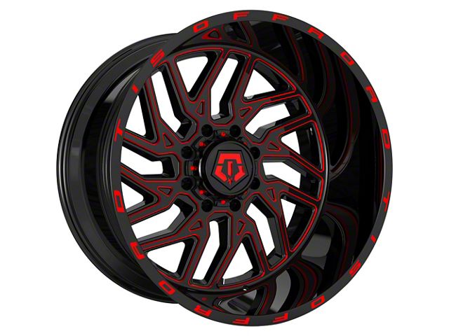 TIS 544BMR Gloss Black with Red Tint Accent 6-Lug Wheel; 22x12; -44mm Offset (14-18 Silverado 1500)