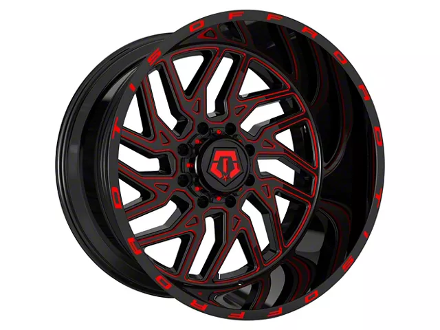TIS 544BMR Gloss Black with Red Tint Accent 6-Lug Wheel; 22x12; -44mm Offset (99-06 Silverado 1500)