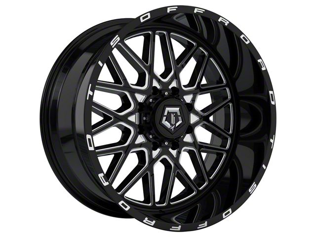 TIS 548BM Gloss Black Milled 8-Lug Wheel; 22x12; -44mm Offset (17-22 F-350 Super Duty SRW)